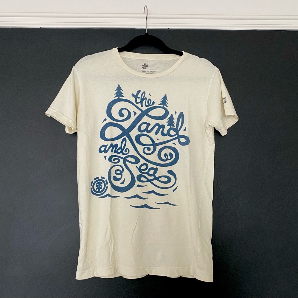 Element cream tee with blue graphic print size small